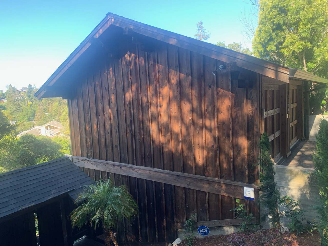 After view of a Livermore area home wood siding before being professionally stained