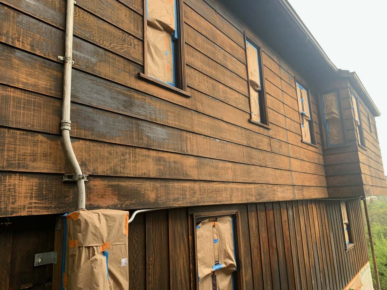 Before view of a Livermore area home wood siding before being professionally stained