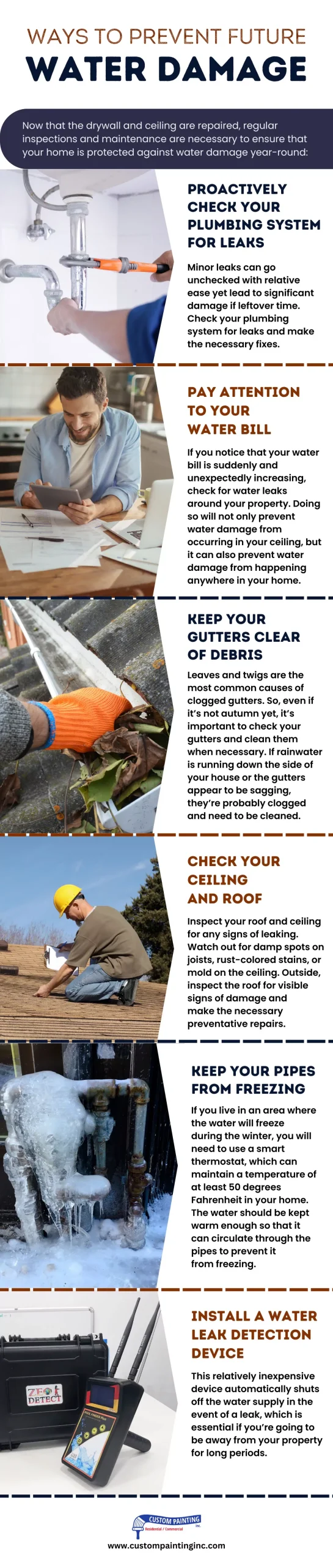 Infographic on ways to prevent future water damage in the Dublin, CA area