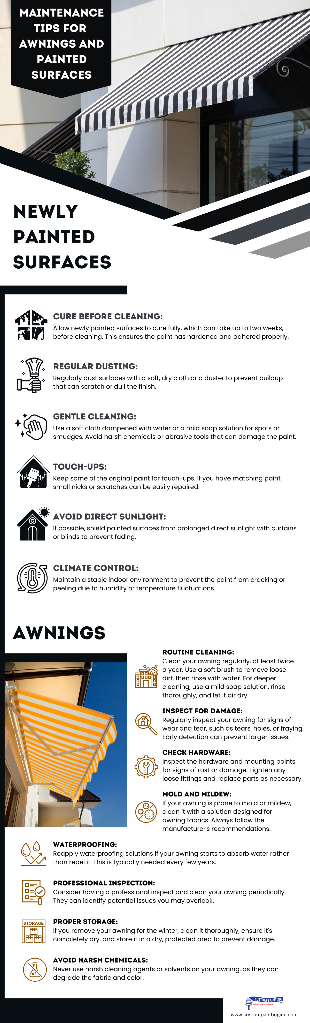 Maintenance tips for awnings and painted surfaces