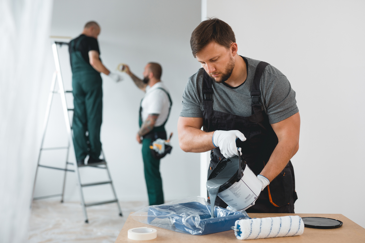 Painting walls in a Tracy area home
