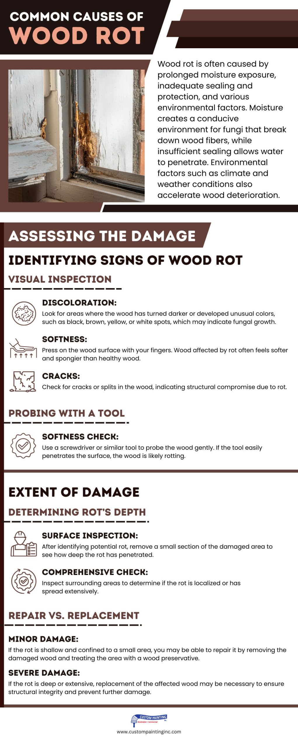 Infographic on the Common causes of wood rot in San Ramon area businesses